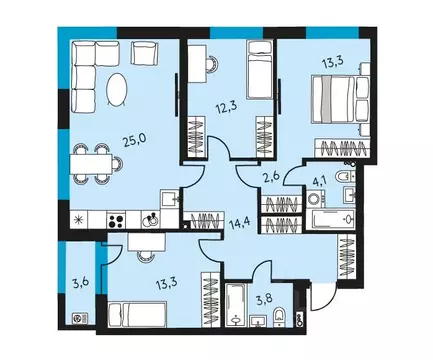 4-к кв. Пермский край, Пермь ул. Пушкина, 91 (90.6 м)