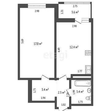 1-комнатная квартира: Анапа, Краснодарская улица, 64Бк1 (38.5 м)