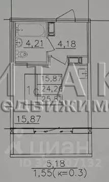 Студия Санкт-Петербург пос. Шушары, просп. Старорусский, 9 (24.8 м)