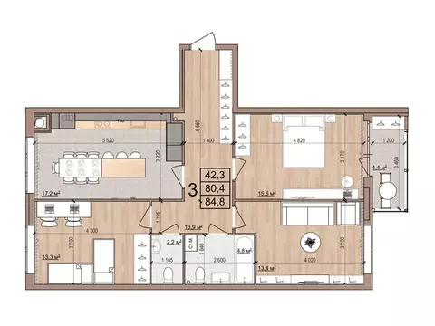 3-к кв. Рязанская область, Рязань Медицинская ул., 3 (84.8 м)