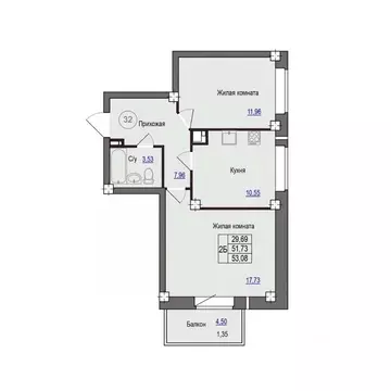 2-к кв. Псковская область, Псковский район, Завеличенская волость, д. ...