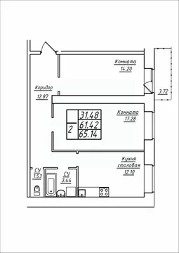 2-к кв. Самарская область, Самара ул. Стара-Загора, 249А (65.14 м)