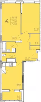 2-к кв. Пензенская область, Пенза ул. Кордон Студеный, 48 (75.04 м)