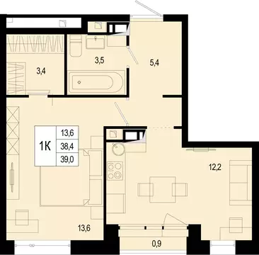 1-комнатная квартира: Московская область, городской округ Подольск, ...