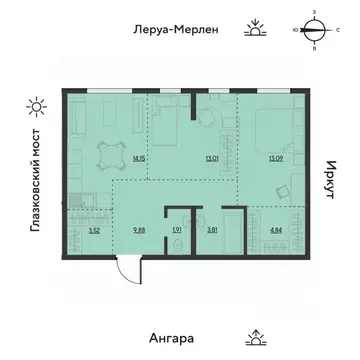 3-к кв. Иркутская область, Иркутск Затон кв-л, ул. Набережная Иркута, ...