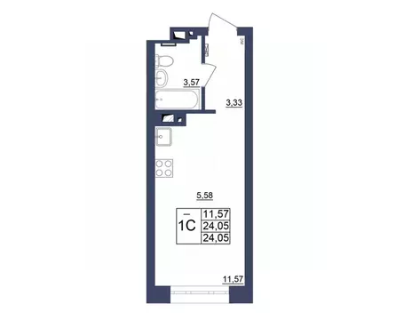 Студия Башкортостан, Уфа Космос жилой комплекс, лит1 (24.05 м)