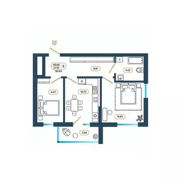 2-к кв. Ростовская область, Батайск ул. Родная, 1 (50.6 м)