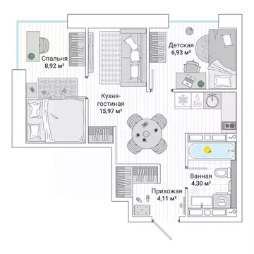 3-к кв. Приморский край, Владивосток Гринвуд жилой комплекс (41.0 м)
