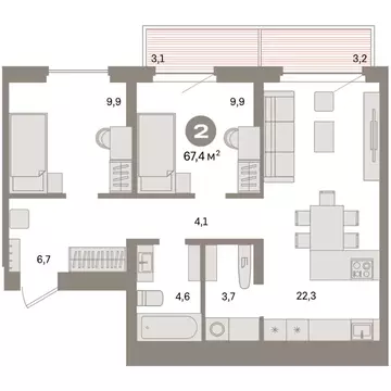 2-комнатная квартира: Екатеринбург, жилой район Сортировочный, ...