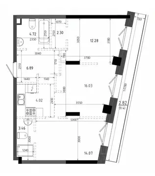 3-к кв. Татарстан, Казань Яналиф жилой комплекс (66.59 м)