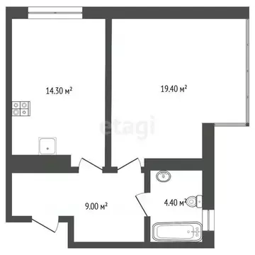 1-к кв. Тюменская область, Тюмень проезд Тихий, 6 (47.0 м)