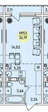 Студия Ярославская область, Ярославль 2-й мкр,  (26.19 м)