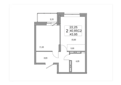 2-к кв. Красноярский край, Красноярск Норильская ул., 58 (43.95 м)