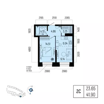 2-к кв. Башкортостан, Уфа Глумилино-1 мкр, Новатор жилой комплекс ...