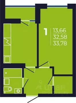 1-к кв. Башкортостан, Уфа ул. Михаила Зайцева, 4 (33.6 м)