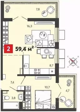 2-к кв. Пензенская область, Пензенский район, Засечный сельсовет, с. ...