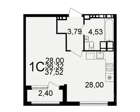 1-к кв. Тульская область, Тула  (36.32 м)