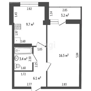 1-комнатная квартира: Анапа, улица Крылова, 113к4 (36 м)