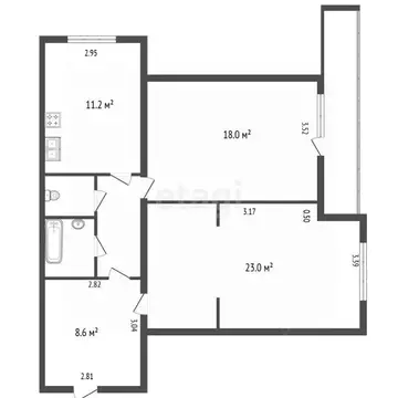 2-к кв. Санкт-Петербург ул. Шевченко, 23к1 (68.1 м)