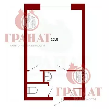 1-к кв. Свердловская область, Асбест ул. Челюскинцев, 11 (19.1 м)