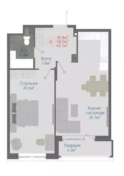 2-к кв. Воронежская область, Новоусманский район, пос. Отрадное ул. ...