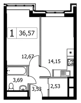 1-комнатная квартира: Москва, НАО, район Внуково, жилой комплекс ...