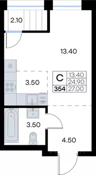 Студия Приморский край, Владивосток ул. Нейбута, 135 (27.0 м)