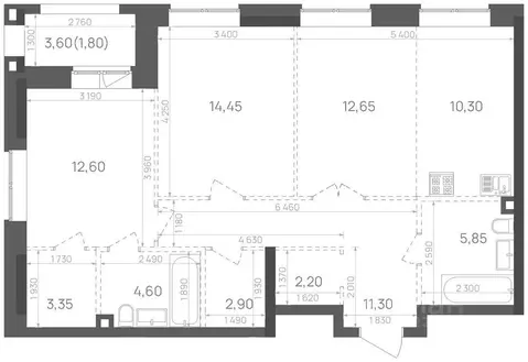 2-к кв. Татарстан, Казань Крыловка Парк жилой комплекс (82.0 м)