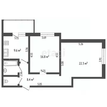 2-к кв. Вологодская область, Вологда Петрозаводская ул., 16 (62.2 м)