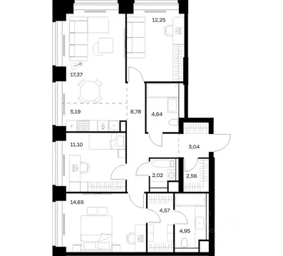 3-к кв. Москва Нова жилой комплекс, к1 (91.12 м)