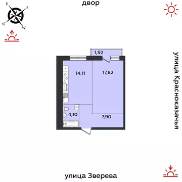 1-к кв. Иркутская область, Иркутск Октябрьский округ,  (45.85 м)