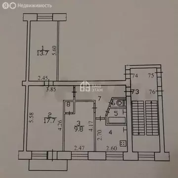 3-комнатная квартира: Калуга, улица Кирова, 43 (57.7 м)