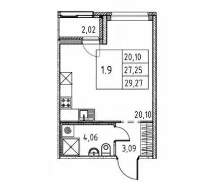 Студия Санкт-Петербург пос. Парголово, дор. Михайловская, 16к3 (27.0 ...
