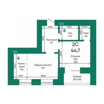 2-к кв. Алтайский край, Барнаул Просторная ул., 390к2 (44.7 м)