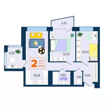 2-к кв. Брянская область, Брянск Московский мкр, Микрорайон Акватория ...
