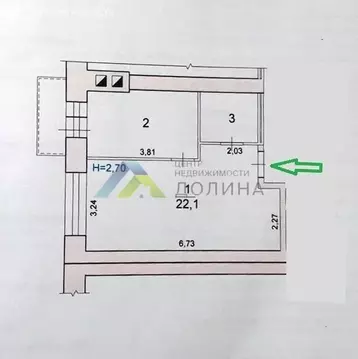 1-комнатная квартира: Волгоград, улица Солнечникова, 21 (32.8 м)