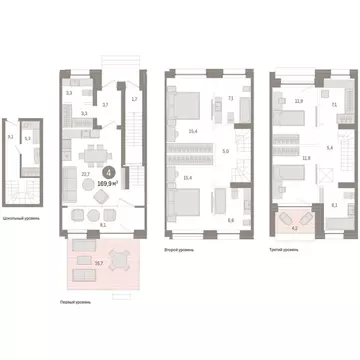 4-комнатная квартира: Тюмень, улица Муравленко, 9к1 (169.86 м)