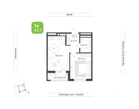 1-к кв. Свердловская область, Екатеринбург Академический мкр, 20-й ...