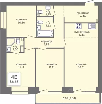 4-к кв. Пермский край, Пермь Кировоградская ул., 28 (86.63 м)
