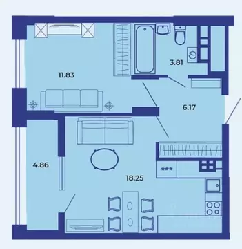 1-к кв. Брянская область, Брянск ул. Комарова, 47 (45.0 м)