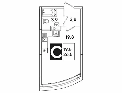 Квартира-студия: Краснодар, улица Ивана Беличенко, 90 (26.5 м)