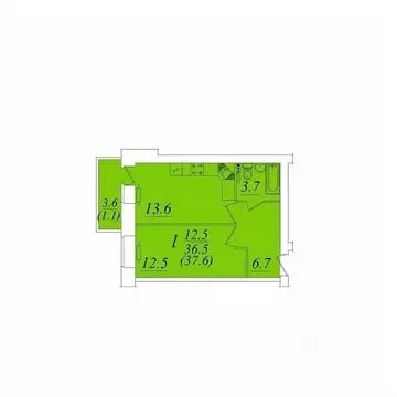 1-к кв. Вологодская область, Вологда  (37.6 м)