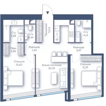 2-к кв. Москва Краснопресненская наб., 14с3 (78.59 м)
