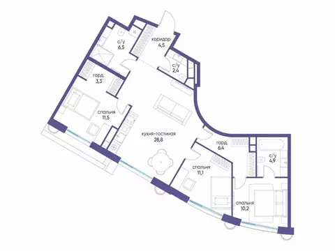 1-комнатная квартира: Москва, жилой комплекс Остров, 7-й квартал ...