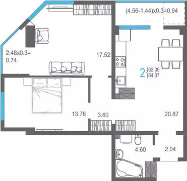 2-к кв. Крым, Ялта ул. Кирова, 155Ак2 (64.07 м)