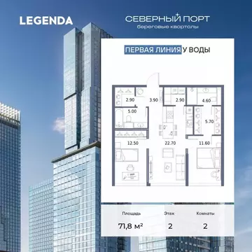 2-к кв. Москва Северный порт жилой комплекс (71.8 м)