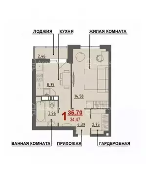 1-к кв. Волгоградская область, Волгоград ул. Имени Джабраила Дабиевича ...