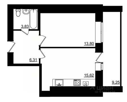 1-к кв. Костромская область, Кострома Малышково мкр,  (44.19 м)