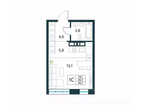 Студия Забайкальский край, Чита Хороший мкр, 15 (26.7 м)