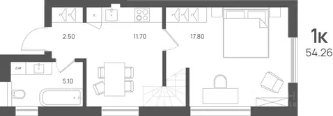 1-к кв. Калининградская область, Янтарный пгт ул. Лесная (54.26 м)